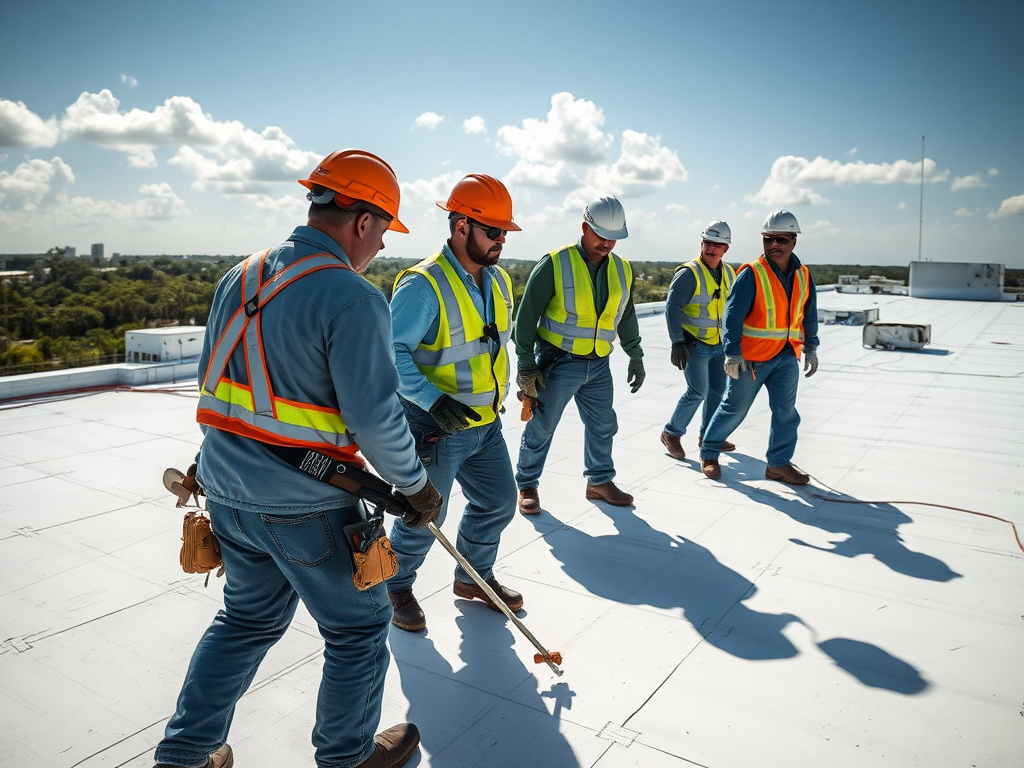 Florida Commercial Roofs crew installing a commercial roof